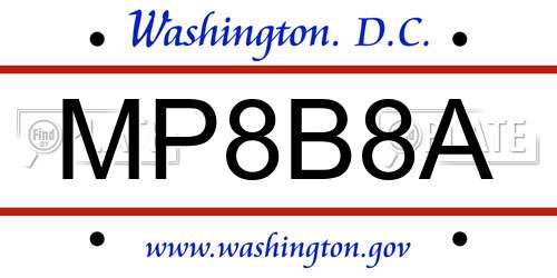 MP8B8A District Of Columbia License Plate