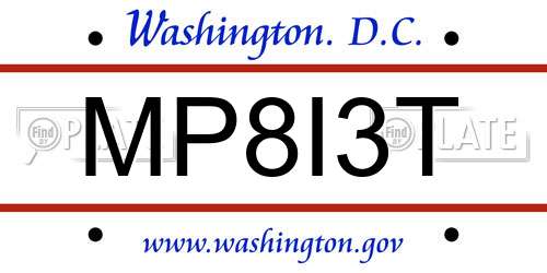 MP8I3T District Of Columbia License Plate