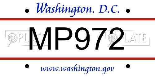 MP972 District Of Columbia License Plate