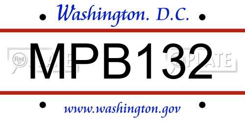 MPB132 District Of Columbia License Plate