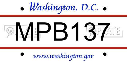 MPB137 District Of Columbia License Plate