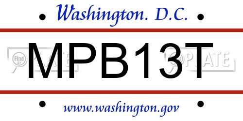MPB13T District Of Columbia License Plate