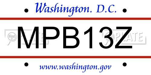 MPB13Z District Of Columbia License Plate