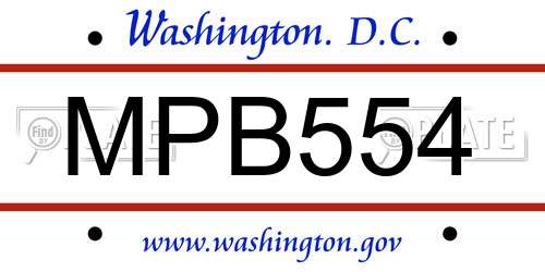 MPB554 District Of Columbia License Plate