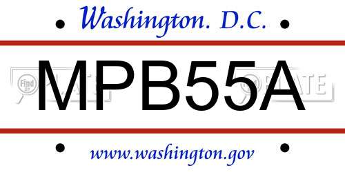 MPB55A District Of Columbia License Plate
