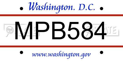 MPB584 District Of Columbia License Plate