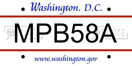 MPB58A District Of Columbia License Plate