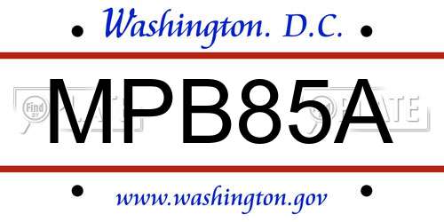MPB85A District Of Columbia License Plate