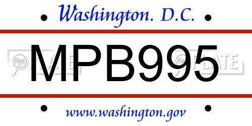 MPB995 District Of Columbia License Plate