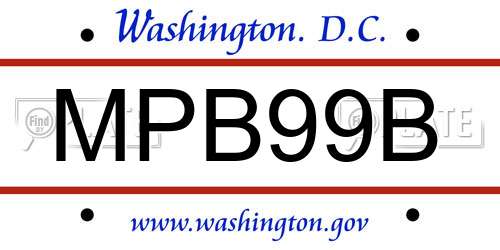 MPB99B District Of Columbia License Plate