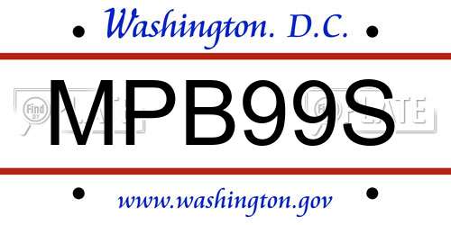 MPB99S District Of Columbia License Plate