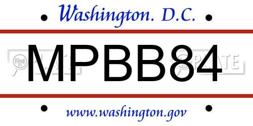 MPBB84 District Of Columbia License Plate