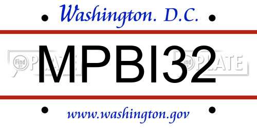 MPBI32 District Of Columbia License Plate