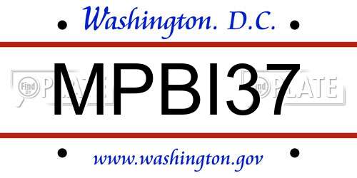 MPBI37 District Of Columbia License Plate