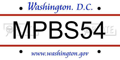 MPBS54 District Of Columbia License Plate