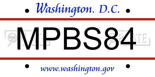 MPBS84 District Of Columbia License Plate
