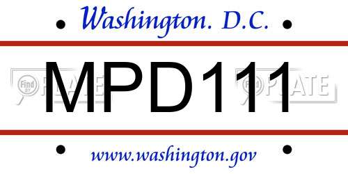 MPD111 District Of Columbia License Plate
