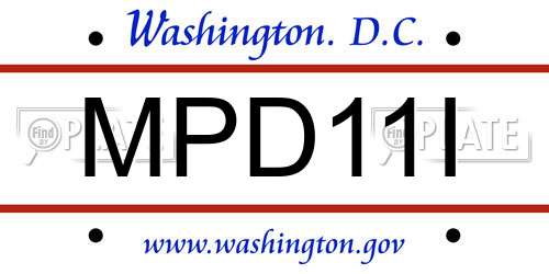 MPD11I District Of Columbia License Plate
