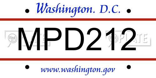MPD212 District Of Columbia License Plate