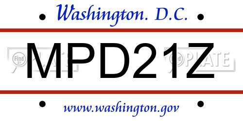 MPD21Z District Of Columbia License Plate