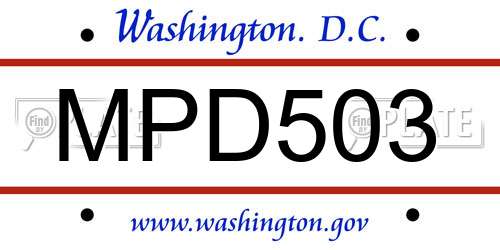 MPD503 District Of Columbia License Plate