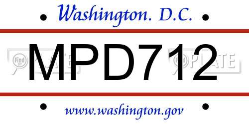 MPD712 District Of Columbia License Plate