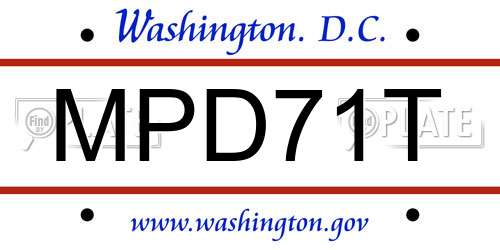 MPD71T District Of Columbia License Plate