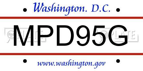 MPD95G District Of Columbia License Plate
