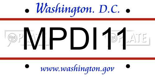MPDI11 District Of Columbia License Plate