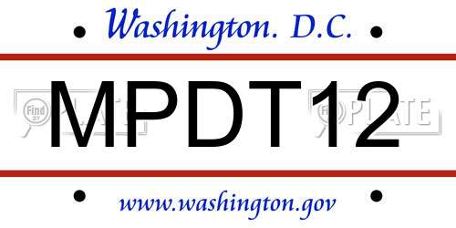 MPDT12 District Of Columbia License Plate