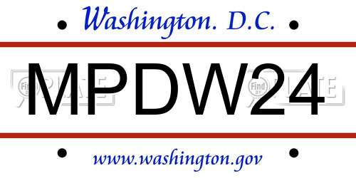 MPDW24 District Of Columbia License Plate
