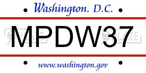 MPDW37 District Of Columbia License Plate