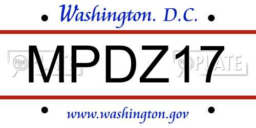 MPDZ17 District Of Columbia License Plate