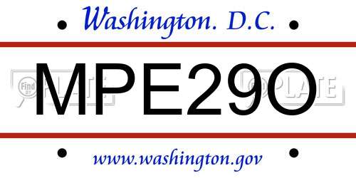 MPE29O District Of Columbia License Plate
