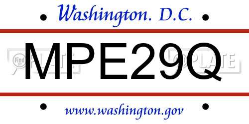 MPE29Q District Of Columbia License Plate