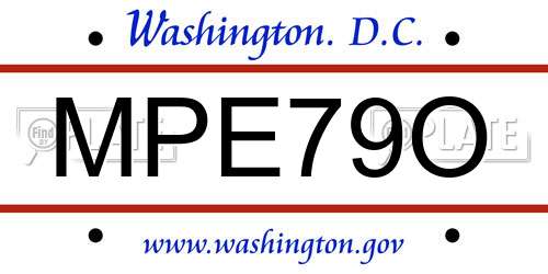 MPE79O District Of Columbia License Plate