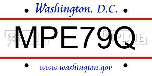 MPE79Q District Of Columbia License Plate