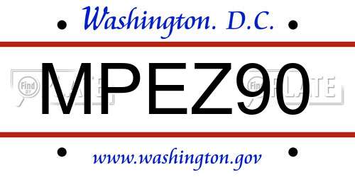 MPEZ90 District Of Columbia License Plate