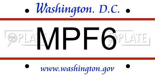 MPF6 District Of Columbia License Plate