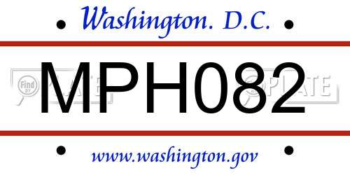 MPH082 District Of Columbia License Plate