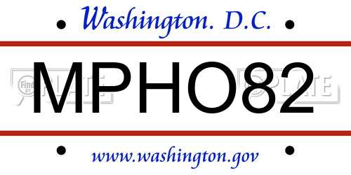 MPHO82 District Of Columbia License Plate
