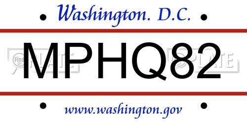 MPHQ82 District Of Columbia License Plate