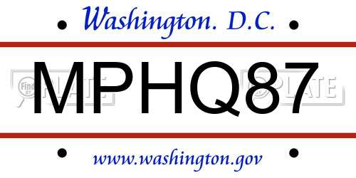 MPHQ87 District Of Columbia License Plate