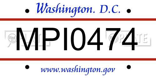 MPI0474 District Of Columbia License Plate