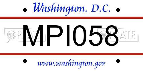 MPI058 District Of Columbia License Plate