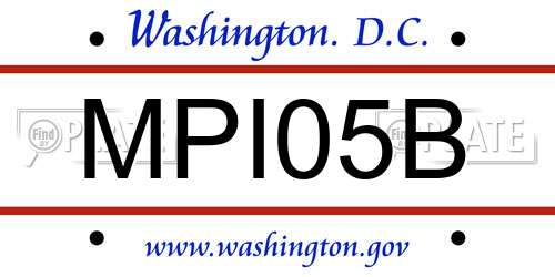 MPI05B District Of Columbia License Plate