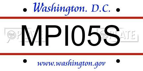 MPI05S District Of Columbia License Plate
