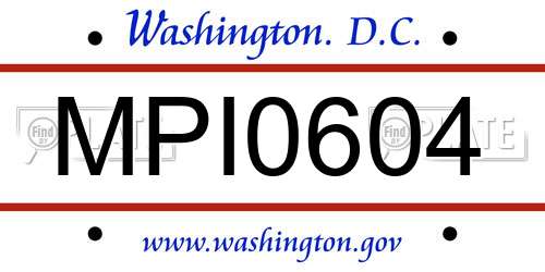 MPI0604 District Of Columbia License Plate
