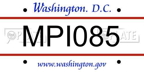 MPI085 District Of Columbia License Plate