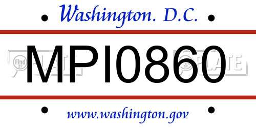 MPI0860 District Of Columbia License Plate
